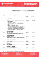 Macintosh Listino prezzi 1984-06-02