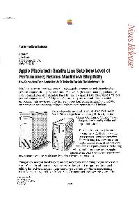 Apple Macintosh Quadra Line See New Level of Performance; Retains Macintosh Simplicity