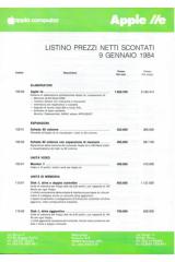 Apple //e Listino prezzi 1984-01-09