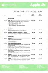 Apple Computer Inc. (Apple) - Apple //e Listino prezzi 1984-06-02