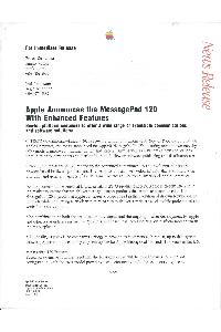 Apple Computer Inc. (Apple) - Apple announces the MessagePad 120 with enhanced features