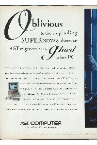 AST Research (AST Computers, LLC) - Oblivious to the exploding Supernovas above, an AST engineer glued to her PC.
