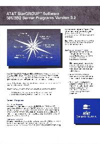 AT&T Information System - AT&T StarGROUP Software 386/3B2 Server Programs Version 3.2