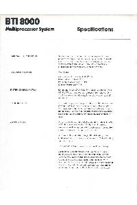 Basic Timesharing Inc. (BTI Computer Systems) - BTI 8000 Specifications