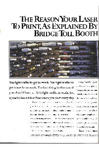Compaq - Reason your laser printer takes so long to print,as explained by George Washington bridge tollbooth at rush hour. 