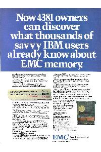EMC Corp. - Now 4381 owners can discover what thousands of savvy IBM users already know about EMC memory