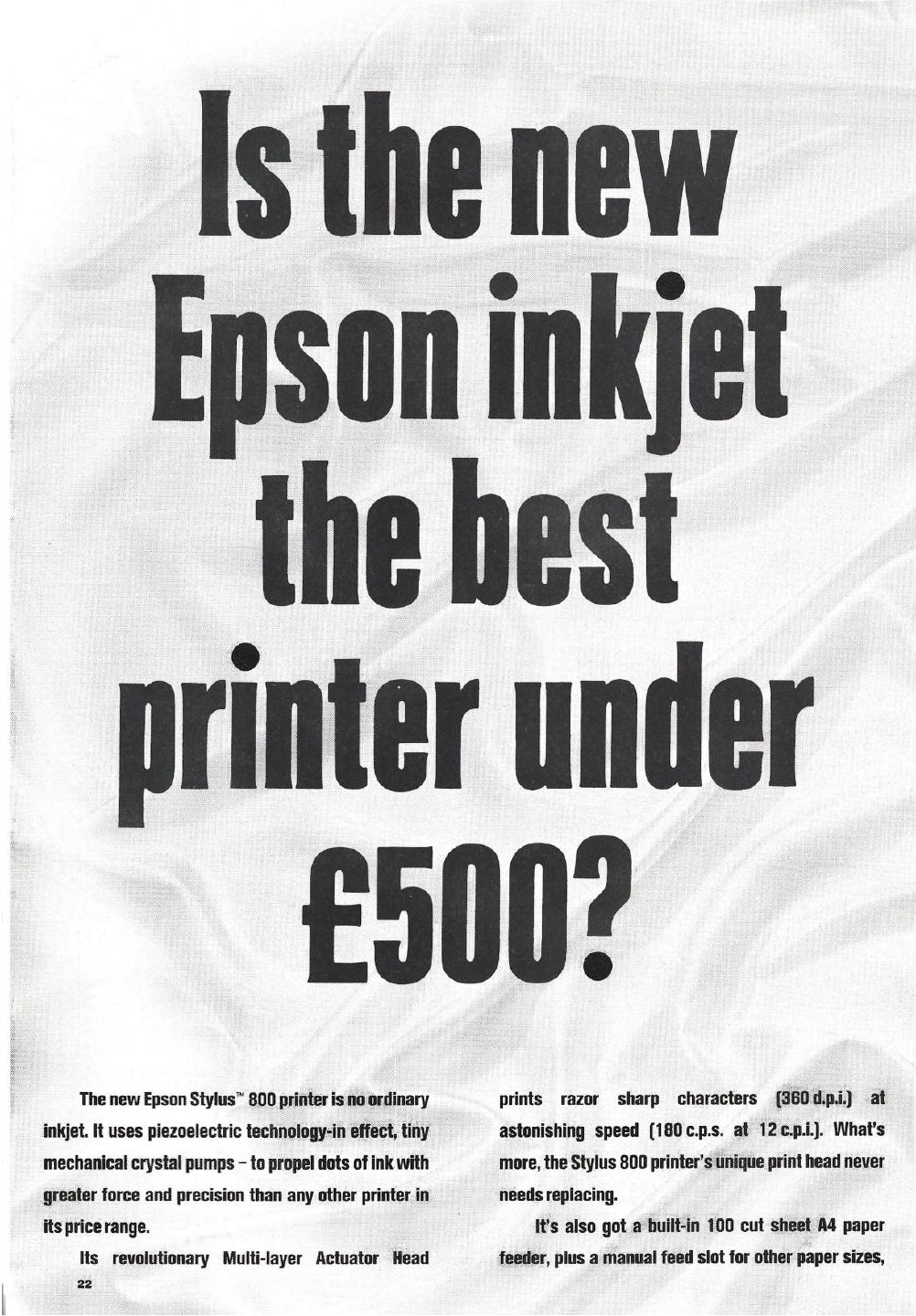 Epson - Is the new Epson inkjet the best printer under 500?