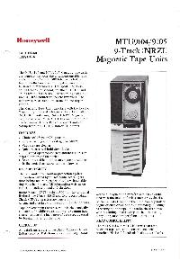 Honeywell - MTU9104/9105 9-Track (NRZI) Magnetic Tape UNits