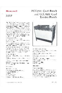 Honeywell - PCU9101 Card Punch and CCU9101 Card Reader/Punch