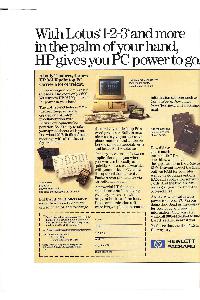 With Lotus 1-2-3 and more in the palm of your hand, HP gives you PC power to go.