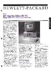 Hewlett-Packard - New! HP Vectra 386s/20 PC Flexible 386SX PC for Office and Technical Users
