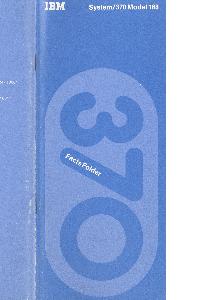 IBM (International Business Machines) - System/370 Model 168 Facts Folder