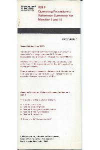 IBM (International Business Machines) - RMF Operating Procedures: Reference summary for Monitor I and II