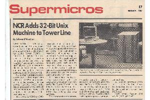 NCR (National Cash Register Co.) - NCR adds 32-bit UNIX machine to tower line