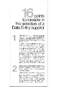 Nixdorf - 16 points to consider in the selction of a data entry supplier