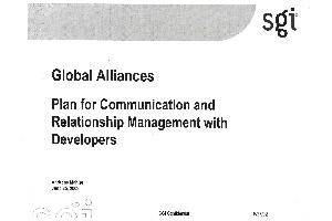 Silicon Graphics (SGI) - Global Alliances - Plan for Communication and Relationship Management with Developers