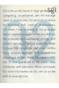 Silicon Graphics (SGI) - SGI is the wolrd's leader...
