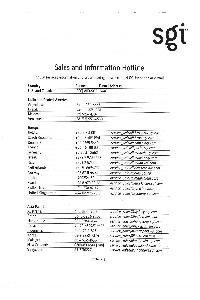 Silicon Graphics (SGI) - Sales and Information Hotline
