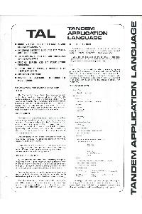 Tandem Computers Inc. - Tandem Application Language TAL