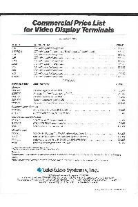 Televideo Systems Inc. - Commerciale price list for Video Display Terminals