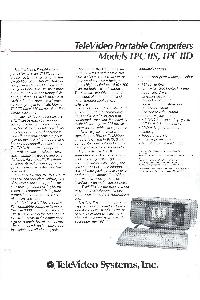 Televideo Systems Inc. - Televideo Portable computers, Models TPC IIS, TPC IID