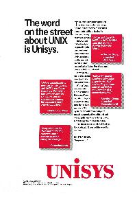 Unisys - The word on the stree about UNIX is Unisys