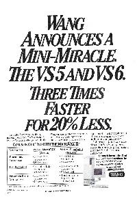 Wang Laboratories Inc. - Wang announces a mini-miracle. The VS5 and VS6. Three times faster for 20% less.