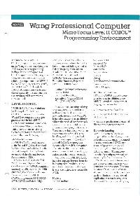 Wang Laboratories Inc. - WANGProfessional Computer Micro Focus Level II COBOL