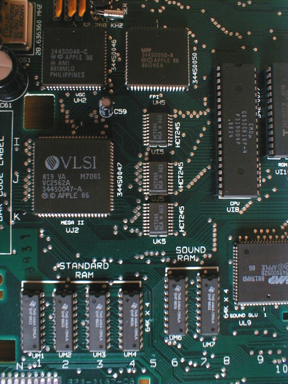 Chip Mega II sulla scheda madre del Apple IIGS